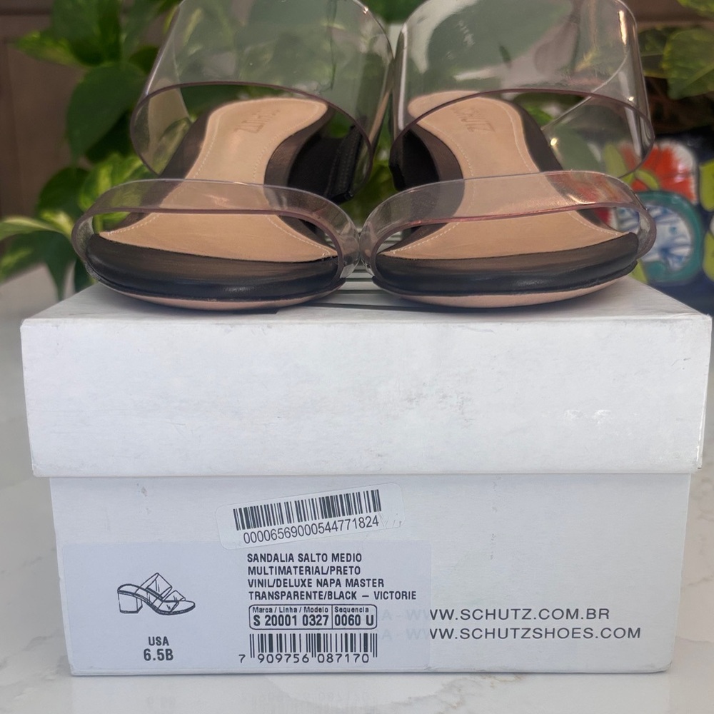 SCHUTZ Black and Transparent Strap Slide Sandal Size 6.5  NWT - Picture 11 of 11